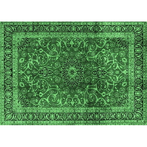 Ahgly Company Indoor Rectangle Persian Emerald Green Traditional Area Rugs, 8' x 12'