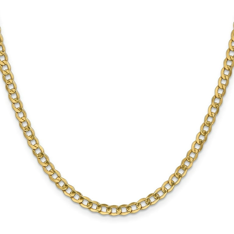 14K 18 inch 4.3mm Semi-Solid Curb with Lobster Clasp Chain Q-BC107