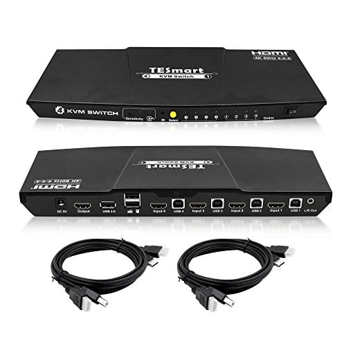 TESmart HDMI KVM Switch 4 in 1 Out 4K@60Hz 4 Port HDMI KVM Switch with USB Port for Windows and Mac OS X 