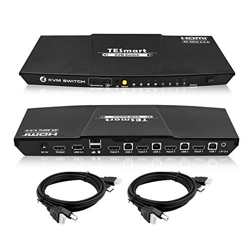 TESmart 4Port HDMI KVM Switch 4K 60Hz UHD Audio Output and USB