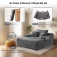 thumbnail image 4 of Oooh life Oversized Chaise Lounge Chair Indoor, Gray Plush Sleeper Sofa Bed with Cup Holders, 47" Extra Wide Floor Sofa Bed, No Assembly Lounge Seating, 4 of 7