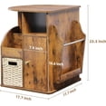 thumbnail image 3 of TooCust Rotating End Table with Storage, Rotating Side Table Living Room, Side Table with Magazine Holder, Basket and Cabinet, Sofa Side Farmhouse End Tables with Open Shelf (Rustic Brown), 3 of 10