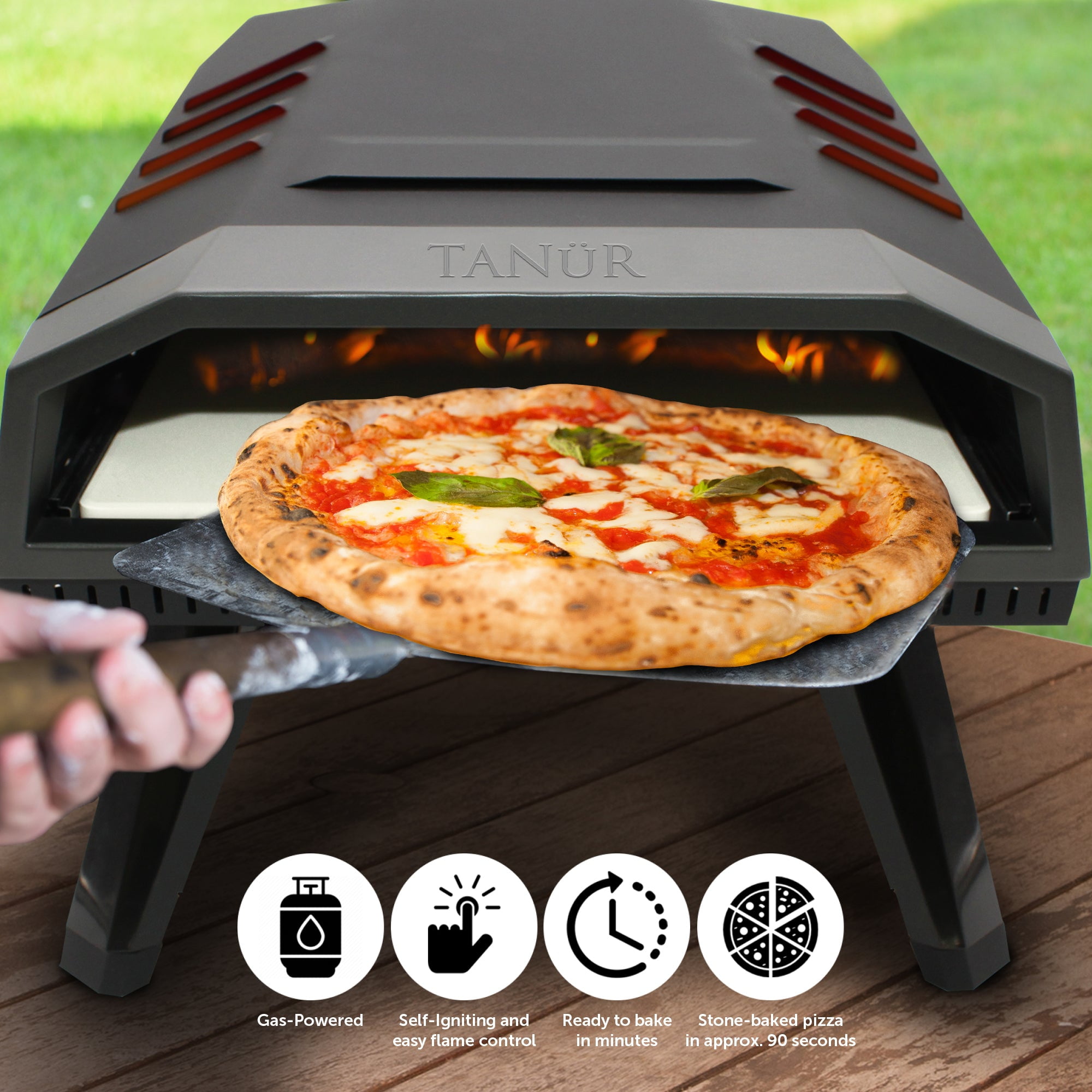 Flame King TANUR 12-inch Portable Outdoor Propane Pizza Oven for Camping & Outdoor Cooking, Gifts for Father