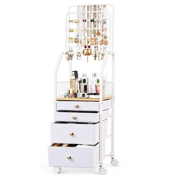 Floor Makeup Organizer Storage,Vanity Skincare Make Up Organizers And Storage With Drawers, Makeup Storage Cabinet For Skin Care Nail Polish Perfume Makeup Brush