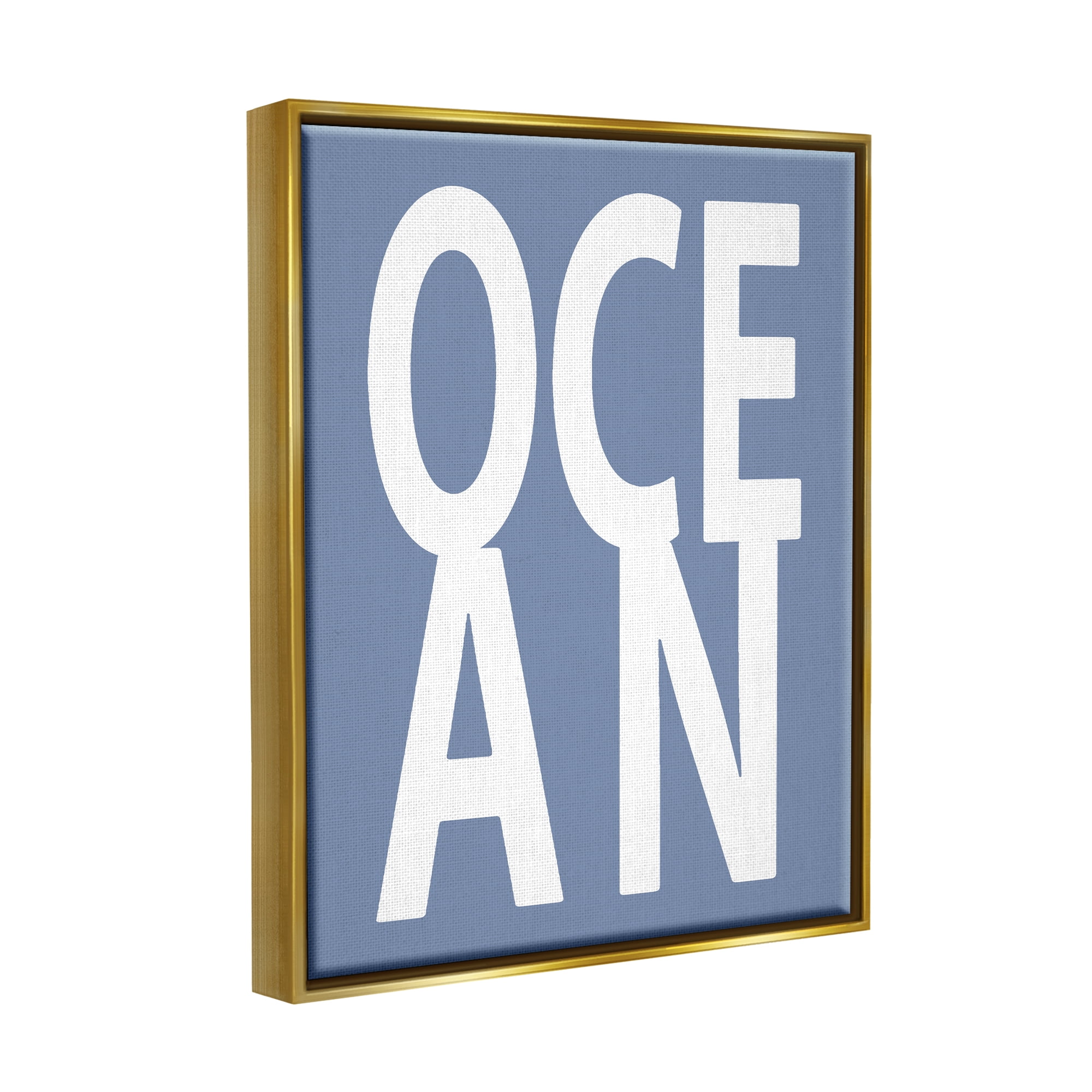 Stupell Industries Nautical Ocean Text Nature Painting Gold Floater Framed Canvas Art Print Wall Art, 25 x 31