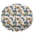 thumbnail image 2 of Monster Cartoon Truck White Pattern Round Tablecloth 60"x60", Wrinkle Resistant Wipeable Table Cover for Kitchen Dining Room Picnic Patio and Party, 2 of 6