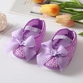thumbnail image 2 of Baby Girls Mary Jane Flats with Bowknot Soft Sole Non-Slip Toddler Infant First Walker Princess Dress Shoes with Headband, 2 of 5