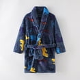 thumbnail image 2 of Gibobby Boys Girls Soft Coral Fleece Bathrobe,Warm Hooded Sleep Robe with Waist Belt,Cute Cartoon Design,for Toddlers Children 2-11Y,Daily Lounge Wear Kids Pajamas,Blue,Size 5-6T, 2 of 9