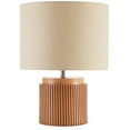 thumbnail image 2 of (2 pack) Beautiful 10.25" x 10.25" x 14" Brown Faux Ribbed Wood Table Lamp by Drew Barrymore, 2 of 8