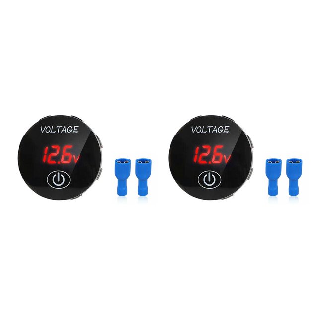 Youkk DC 5V-48V Voltmeter with Terminal LED Digital Display Car Voltage Meter IP65 Waterproof Accessory for RV Vehicle Automobile Red 2Set
