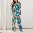 thumbnail image 3 of Bingfone Womens Pajama Sets Vintage Floral Butterflies Print,Long Sleeve Loungewear Pajamas Set-Large, 3 of 9