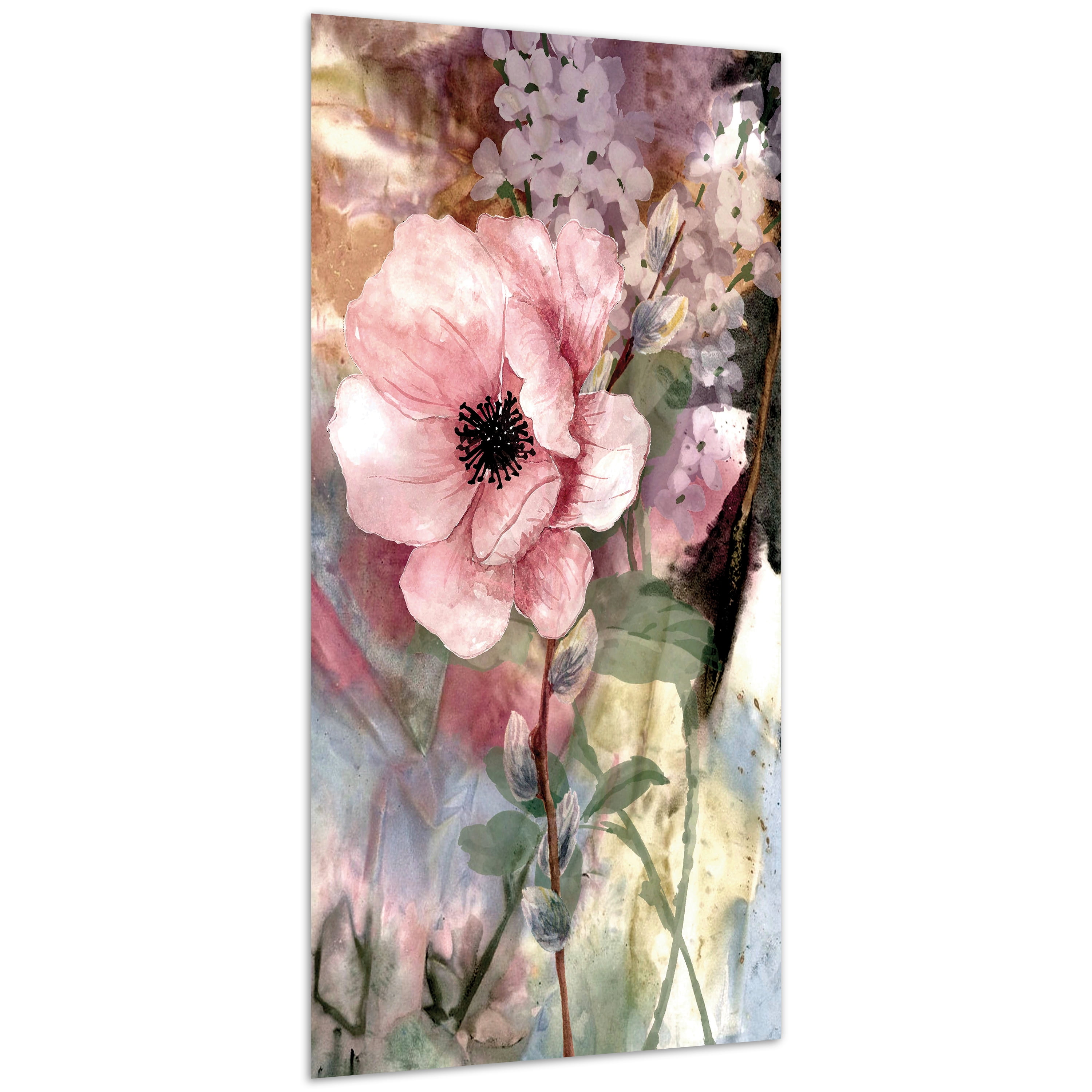 "Pastel Fleur II" Frameless Free Floating Reverse Printed Tempered Glass Wall Art