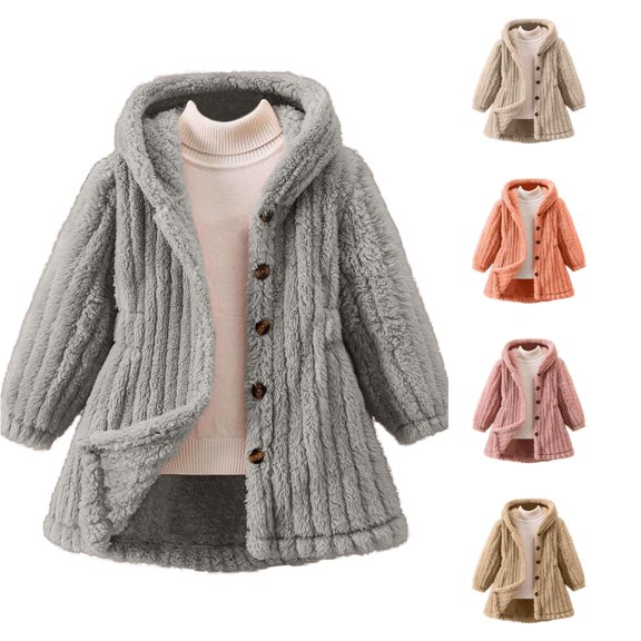 Shachafan Girls Hooded Long Coat With Waist Tie Casual Outerwear For Autumn Winter Season Jacket with Streamers