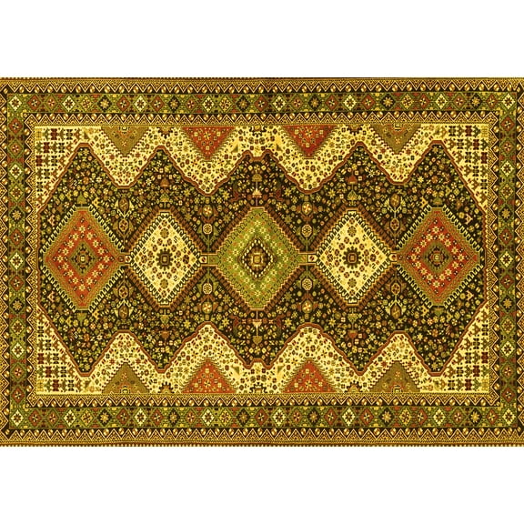 Ahgly Company Indoor Rectangle Persian Yellow Traditional Area Rugs, 6' x 9'
