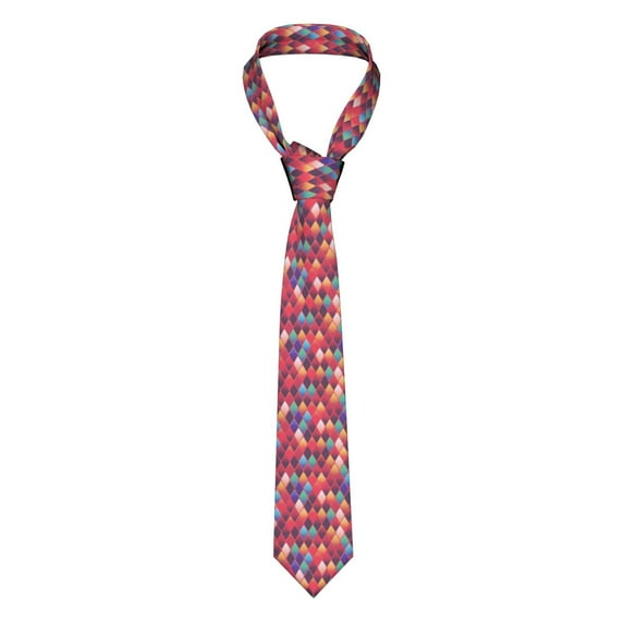 XMXY Geometric Diamond Shape Tile Mens Necktie Ties , Colorful Abstract Background Formal Bussiness Wedding Party Printed Tie