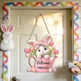 thumbnail image 4 of SLYNSHome Easter Welcome Sign for Front Door Pink Bunny Wall Decor Cute Wooden Hanging Rabbit Sign for Indoor Outdoor, 4 of 5
