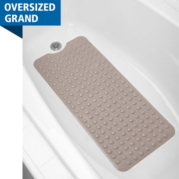 Mainstays Oversized Tub Mat for Inside Bathtub or Shower, 39.5" x 15.8", Taupe