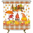 thumbnail image 4 of Fall Shower Curtain Orange Autumn Pumpkin Gnome Fabric Shower Curtain Set Yellow Farmhouse Buffalo Plaid Maple Leaf Bath Accessories for Bathroom, 72x72 Inch, 4 of 6