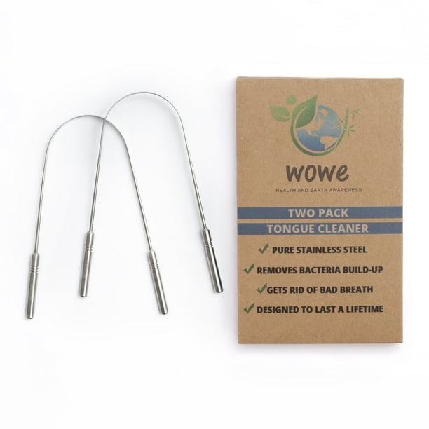 Wowe Tongue Scraper Cleaner 2 Pack Medical Grade Stainless Steel Metal Get Rid Of Bacteria And Bad Breath Walmart Com