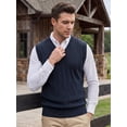 thumbnail image 5 of INSPIRE CHIC Men's Casual Pullover V-Neck Solid Lightweight Cable Knit Sweater Vest M Navy Blue, 5 of 6