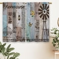 thumbnail image 6 of Farmhouse Wooden Country Kitchen Curtains Vintage Barn Door Teal Small Short Cafe Window Curtains Rustic Windmill Rod Pocket Bathroom Drapes Treatment Tier Curtains 2 Panels (27.5x39 Inch), 6 of 6
