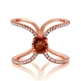 thumbnail image 2 of Gem Stone King 1.58 Ct Round Red Garnet 18K Rose Gold Plated Silver Curvy Cross Ring (Size 7), 2 of 4