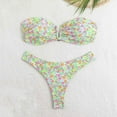 thumbnail image 2 of Wyobmus Women's Bandeau Bikini Sets Two Piece Swimsuit Printing Strapless Tube Bikini Top With High Cut Cheeky Bottom Bathing Suit C-Green, 2 of 5