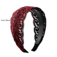 thumbnail image 3 of EKKIMIMI Headband With Teeth Elegant Wide High Toughness Stable Fixing Hair Accessories Delicate Lace Embroidery Women Hairband For Party Red Hair Stick Barrette Leather, 3 of 4