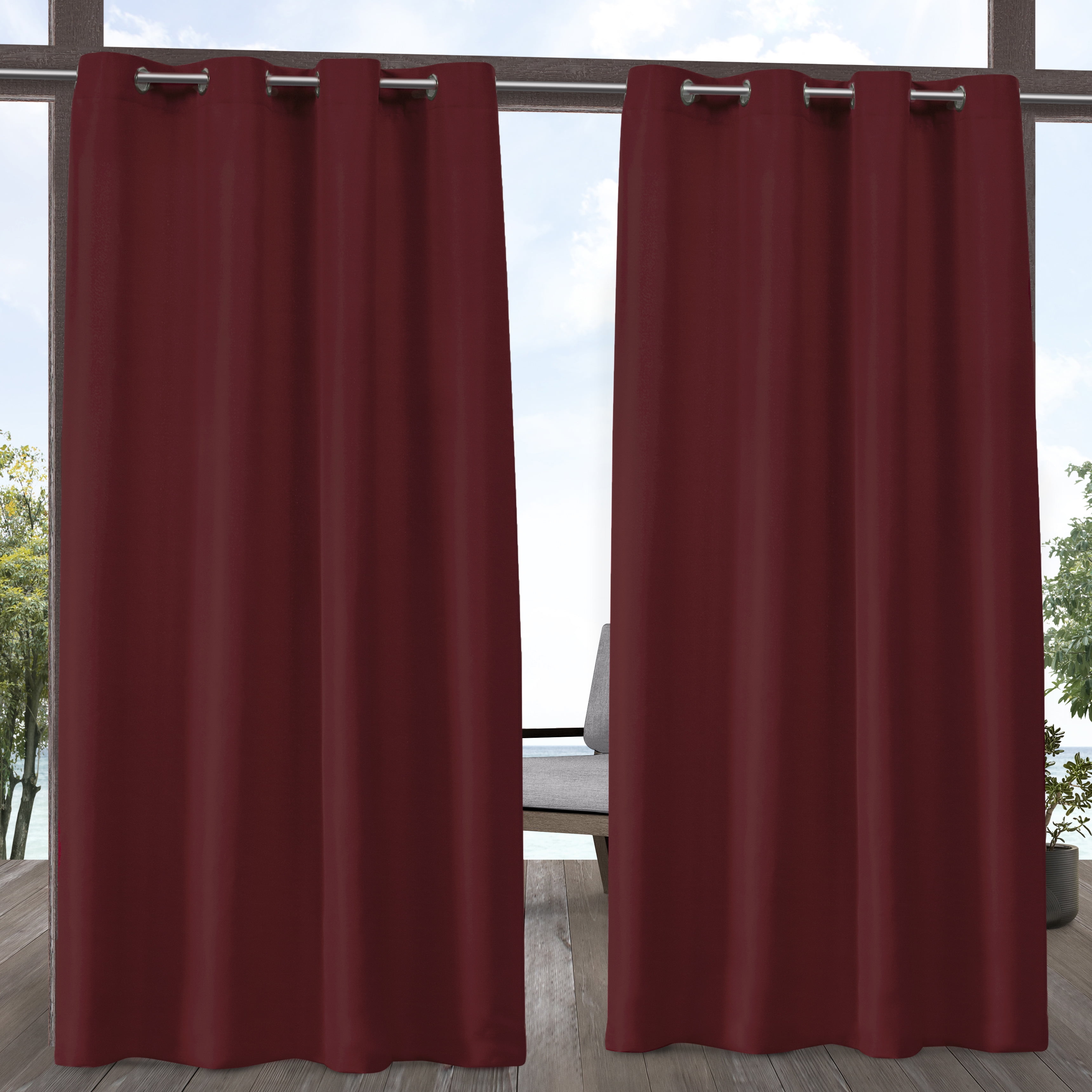 Teal 2 Count Exclusive Home Curtains Indoor/Outdoor Solid Cabana Grommet Top Curtain Panel Pair 54x108 