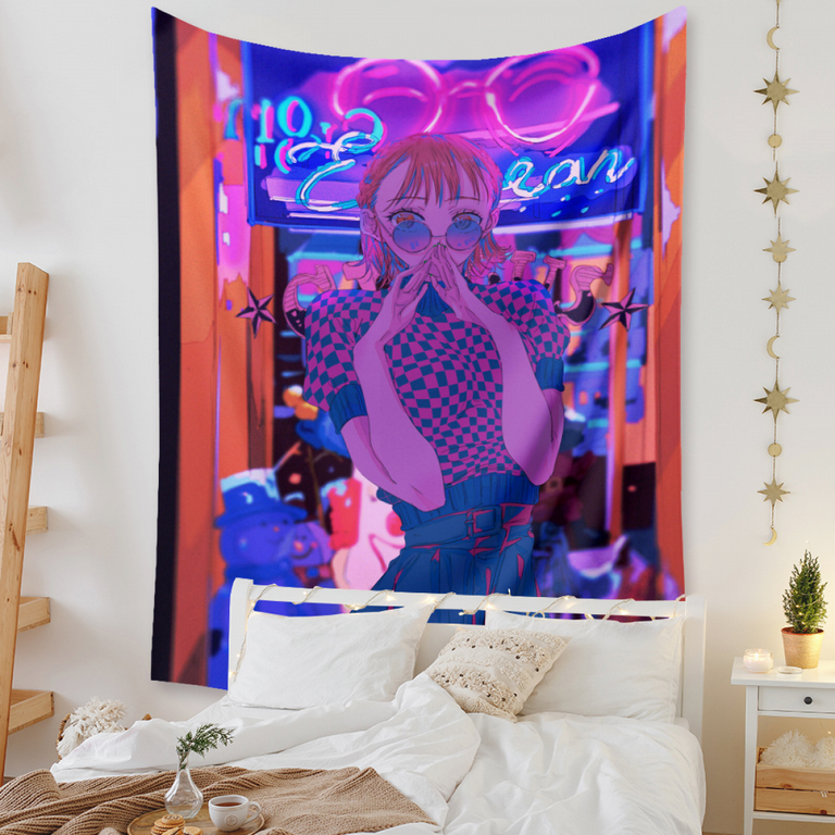 Wekity Anime Tapestry Aesthetic Art Home Background Fabric Decor Gift Boho Tapestry for Living Room Bedroom Decor 614 27 39 X 59 inch Walmart