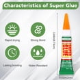 thumbnail image 3 of 12 X 3g Clear, Strong Adhesive, Fast Drying Cyanoacrylate Glue for Wood,Rubber,Leather, Plastic, Metal, Rhinestone Jewelry, DIY Crafts and More, 3 of 3