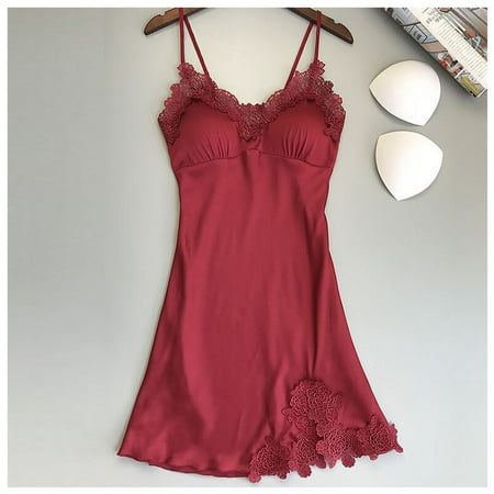 

Fiudx Women Fashion Lace Sling Vest Hollow See-Through Ladies Nightdress Set New Releases 1065