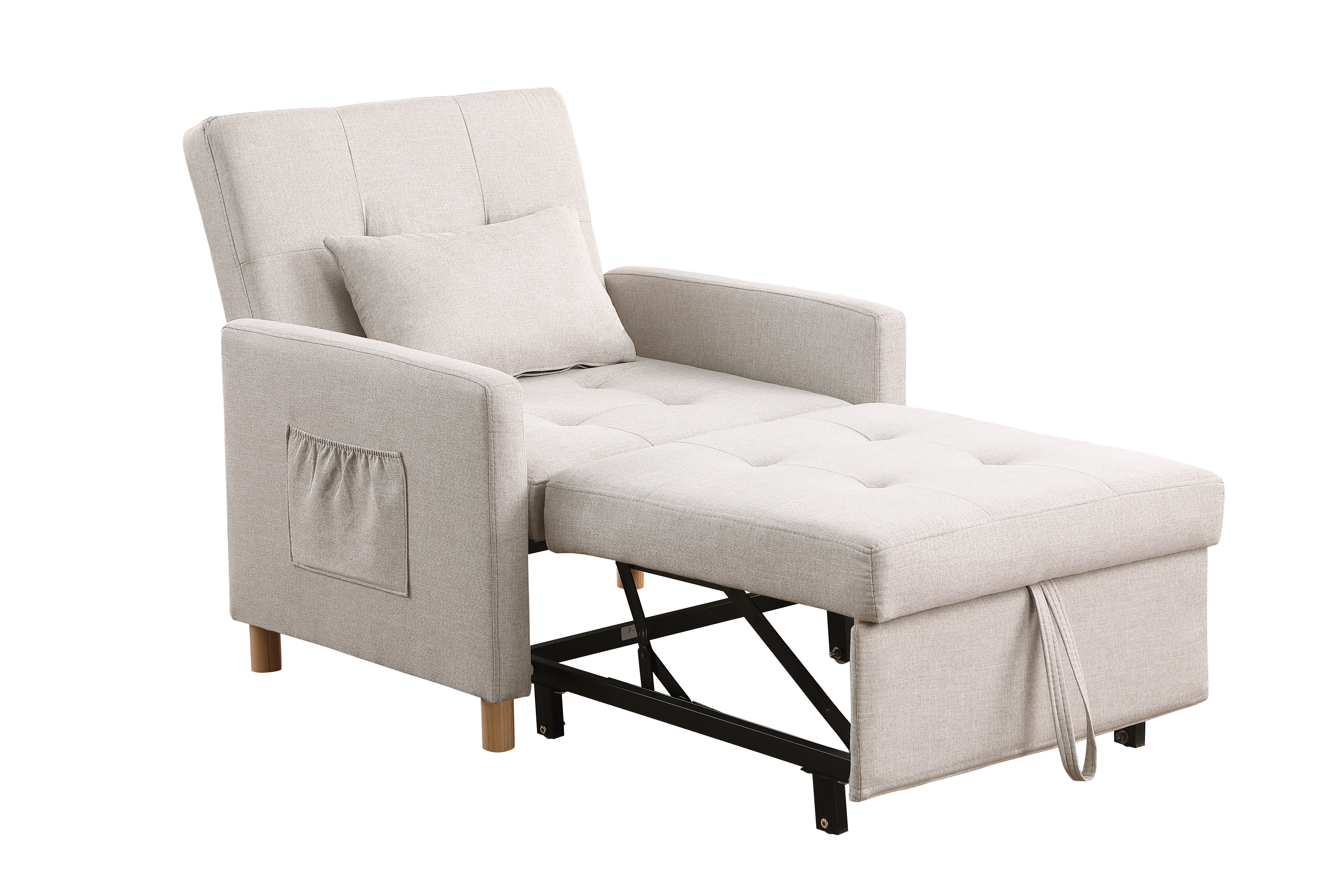 Convertible Sleeper Sofa Chair Bed with Pillow,Multi-Functional Sleeper Chair,Pull-Out Sofa Bed for Small Spaces,Living Room,Bedroom,Beige