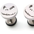 thumbnail image 2 of Stainless Steel Gothic Skull Cut Face Coktail Party Halloween Biker Stud Earrings, 2 of 4