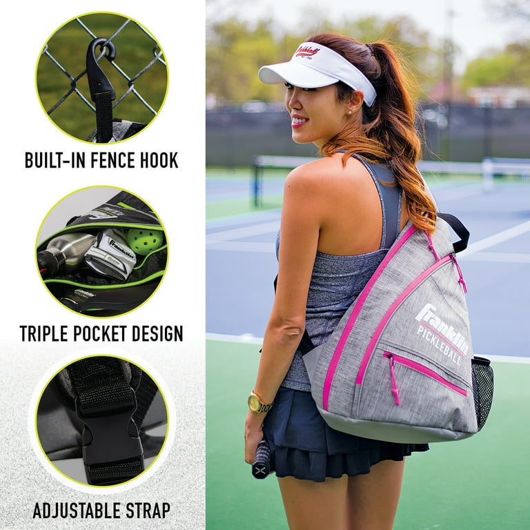 Prokva Women's Pickleball Sling Bag – Patent Design Paddle Bag, Holds 2 Paddles & 5 Balls, Adjustable Reversible Strap