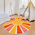 thumbnail image 5 of Sun Kids Rug,4 ft Rainbow Kids Rugs for Room,Non-Slip Washable Round Kid playroom rug,Ultra Soft Circle Nursery Rug Colorful Kids Area Rug for Kid Room Classroom Bedroom Living Room Decor（Pink）, 5 of 8