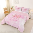 thumbnail image 2 of Manfei Princess Bowtie Full Size Comforter Sets,Lovely Initial S Bedding Comforter Set,Pink,Pink Reversible,3pcs,1 Comforter and 2 Pillowcases, 2 of 7