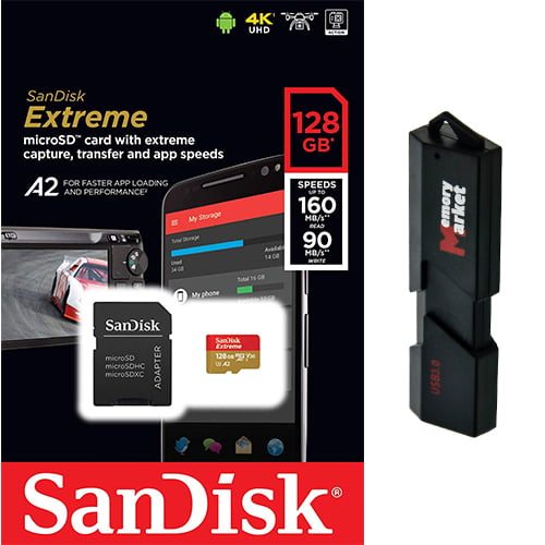 Lijken Soedan Mammoet SanDisk Extreme 128GB MicroSD XC Class 10 UHS-3 Mobile Memory Card for  Samsung Galaxy S8 S9 S10 PLUS + S10e USB 3.0 MemoryMarket Dual Slot MicroSD  & SD Memory Card Reader - Walmart.com