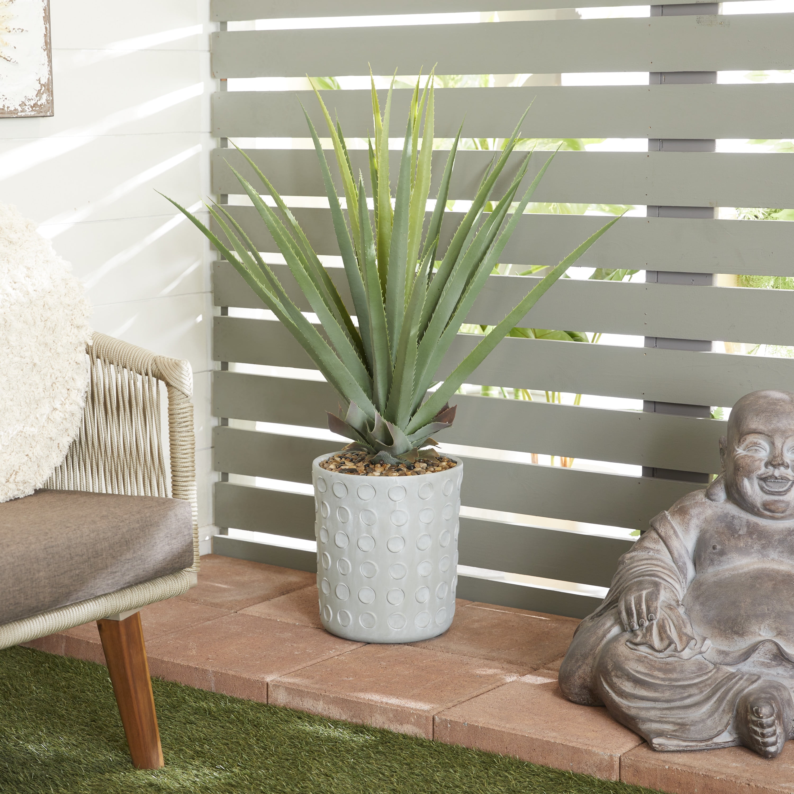DecMode 38" Artificial Agave Plant in Realistic Leaves and Gray Ceramic Pot