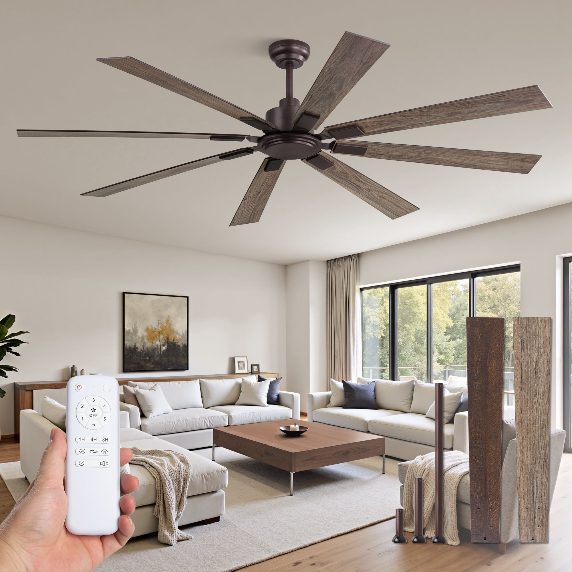 Zardon 72 inch Modern Ceiling Fan No Light with Remote