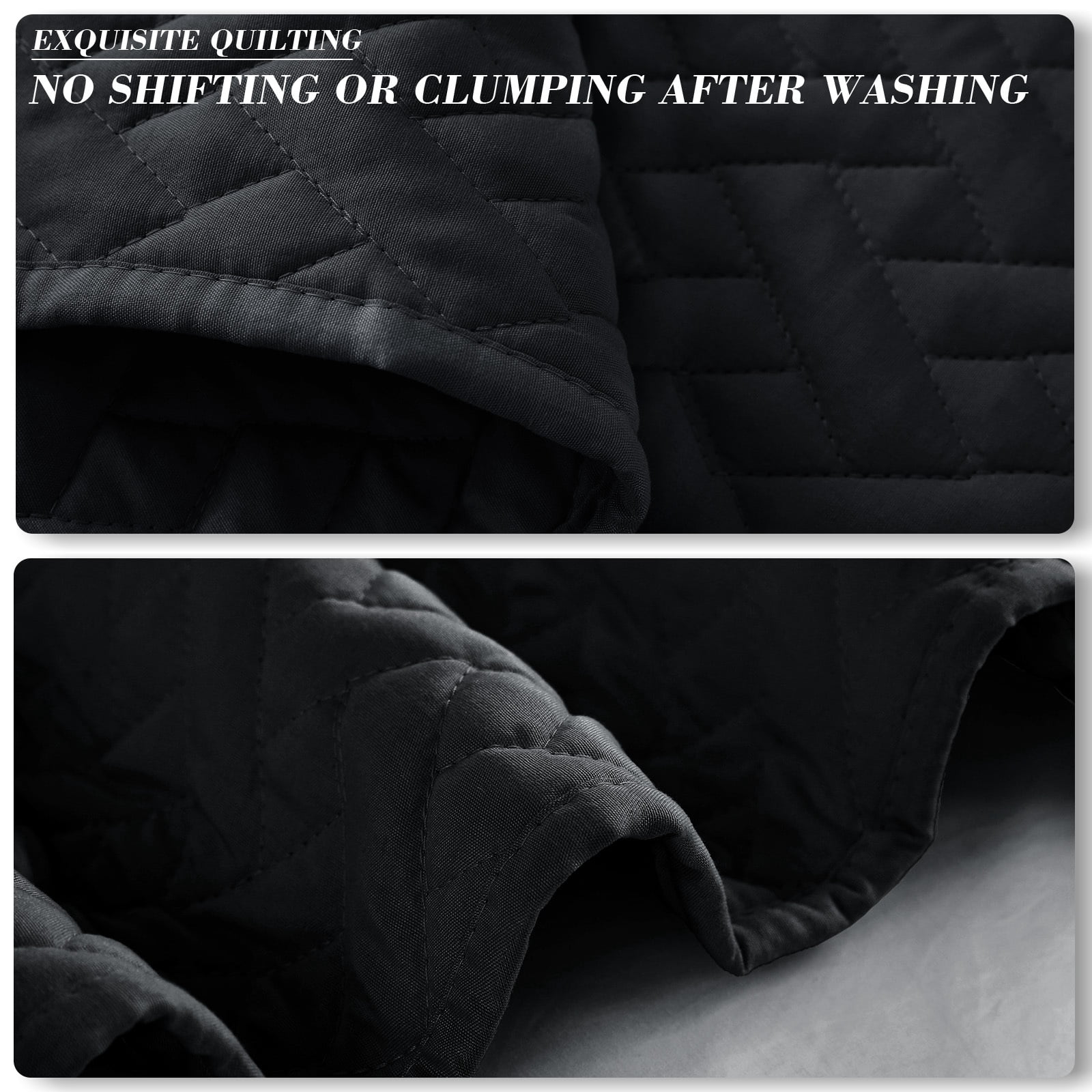 Exclusivo Mezcla 3-Piece Queen Size Quilt Set, Basket Quilted Bedspread/Coverlet/Bed Cover(90"x 96", Black)