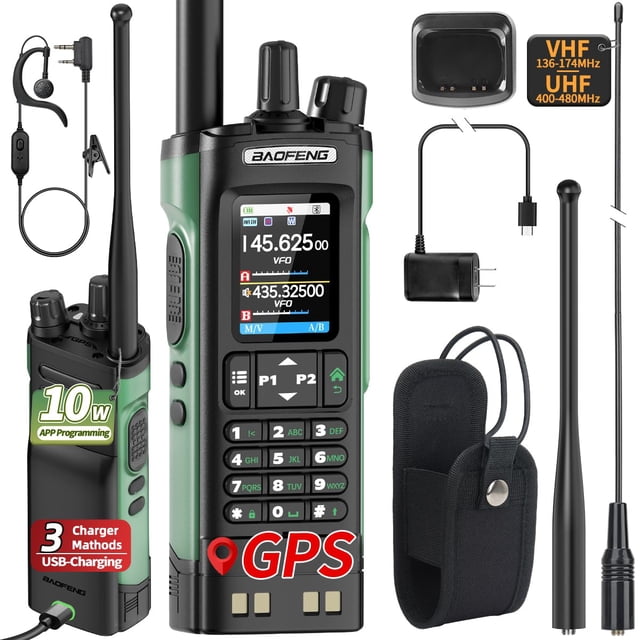 Radioaficionado Walkie Talkies BAOFENG UV-32 de largo alcance, 10 W, GPS