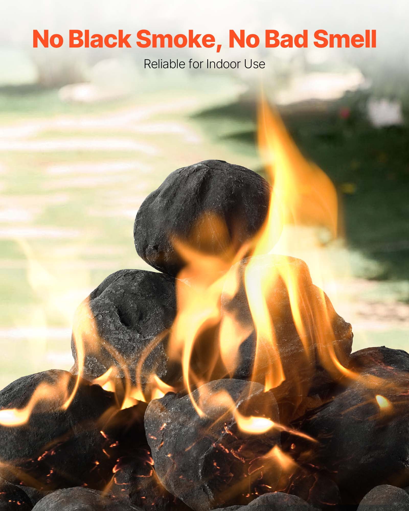 VEVOR Lava Rocks, 1.2-2.0 inch 25 Pcs Fire Stones Lava Rocks For Fire Pit, Reusable Fire Pit Stones Indoor and Outdoor Use, Decorative Firepit Rocks for Propane/Gas Fireplace,Stove,Courtyard,Camping