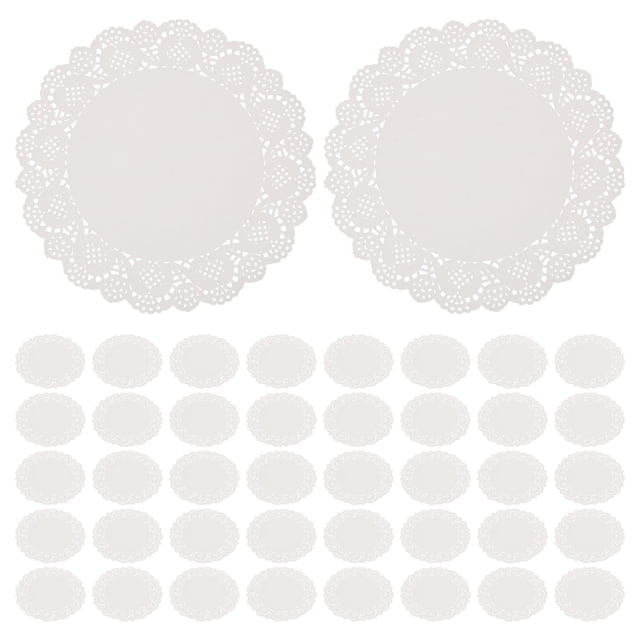 EeaseMX 100 servilletas desechables de papel absorbente de aceite blanco con encaje, para cajas de pasteles, de 7,5"