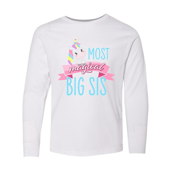 Inktastic Most Magical Big Sis- Cute Unicorn Long Sleeve Youth T-Shirt