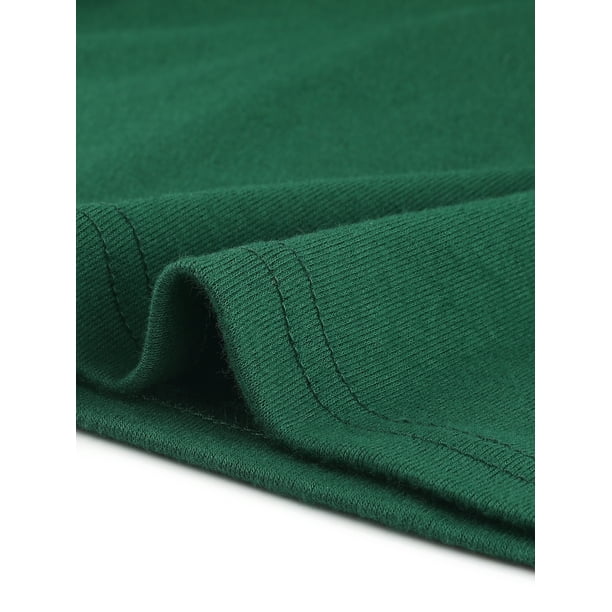 Women's Mock Neck Top Puff Long Sleeve Slim Fit Plain Jersey Blouse T-shirt  Dark Green XL