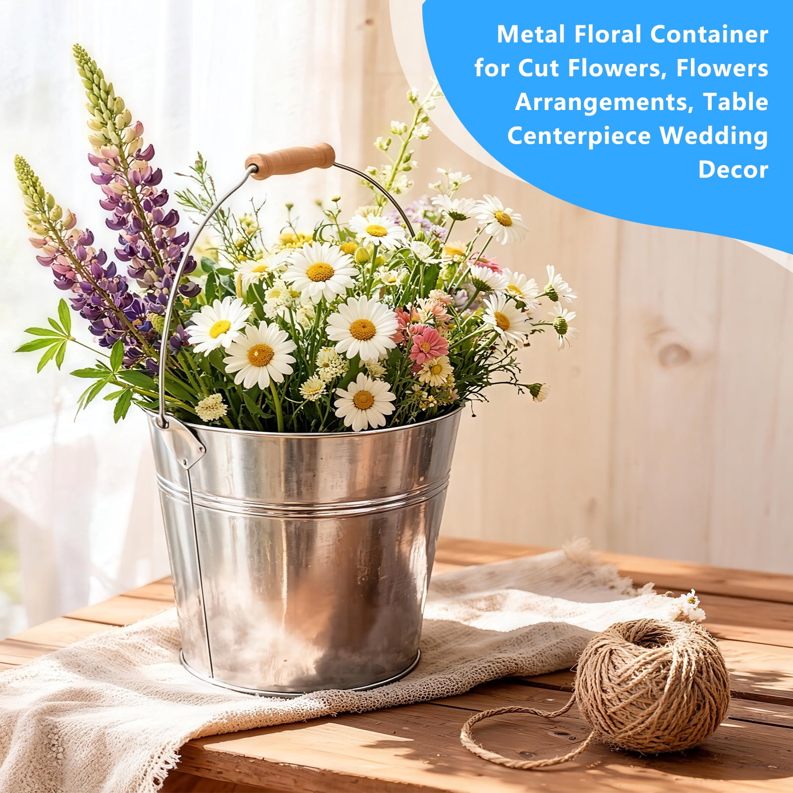 16 Pcs Large Metal Bucket Beer Bucket Galvanized Steel Pail with Handle for Plants, Succulents, Party Favors Organizing Home Parties Bar Cooling Supplies (9.84 x 8.66 x 7.87 Inch,Silver)