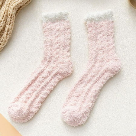 

KEYBANG Socks Fashion Keep Warm Women Fashion Patchwork Ladies Patchwork Thick Socks Pink (Buy 2 Get 1 Free)