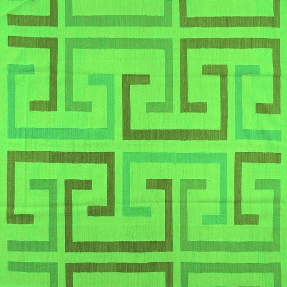 Ahgly Company Indoor Square Abstract Green Contemporary Area Rugs, 6' Square