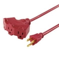thumbnail image 4 of Hyper Tough 25FT 14AWG 3-Prong Red Outdoor Extension Cord with Triple Outlet, 15 Amps, 4 of 9